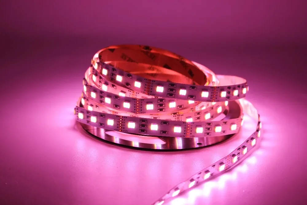 12MM PCB RGB CCT LED Strip 5050 DC12V/ 24V /48V Flexible Light RGB+White+Warm White 5 in 1 LED Chip 60 90LED/m 5m/lot waterproof