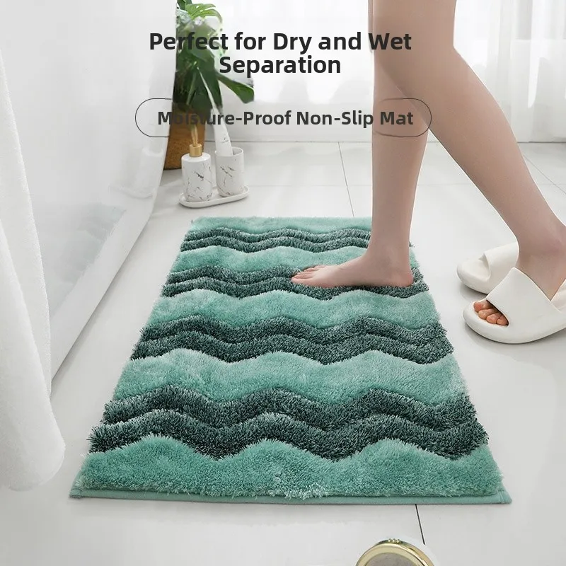 Thickened Entrance Mat Simple Style Bathroom Door Mat Anti-Slip Toilet Mat Home Use Floor Mat Rectangular Shape Machine Washable