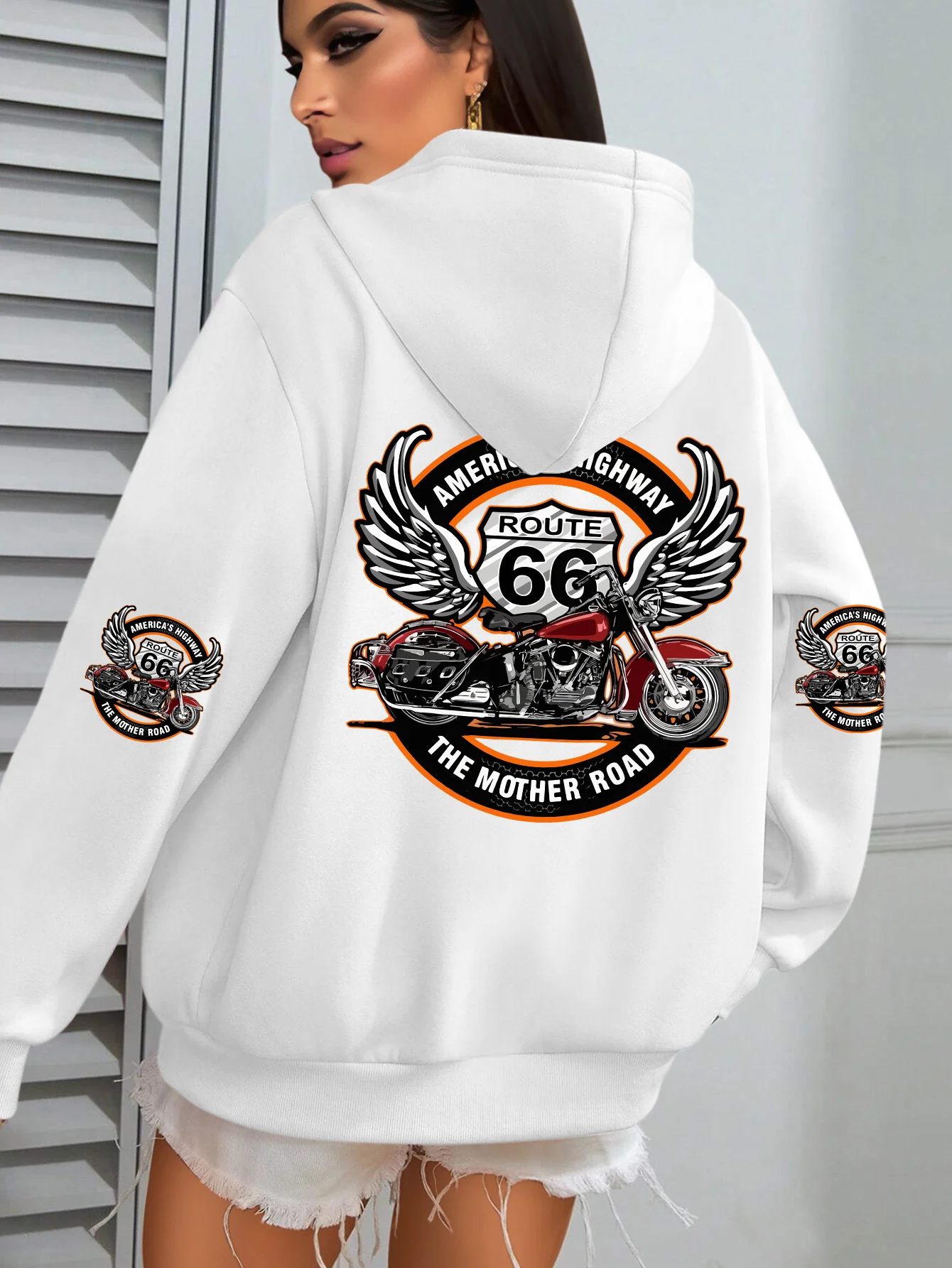 

Новая осенне-зимняя толстовка с капюшоном Mother's Road Route 66, INS, ленивый стиль, американское уличное женское и детское верхнее пальто большого размера