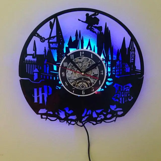 Hogwarts-Express Vinyl Record Wall Clock LED Light 12 