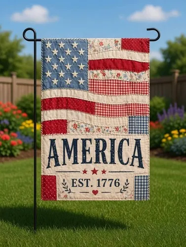 4th of July Garden Flag Patriotic Red White Blue Outdoor Decoration AAV hhz
