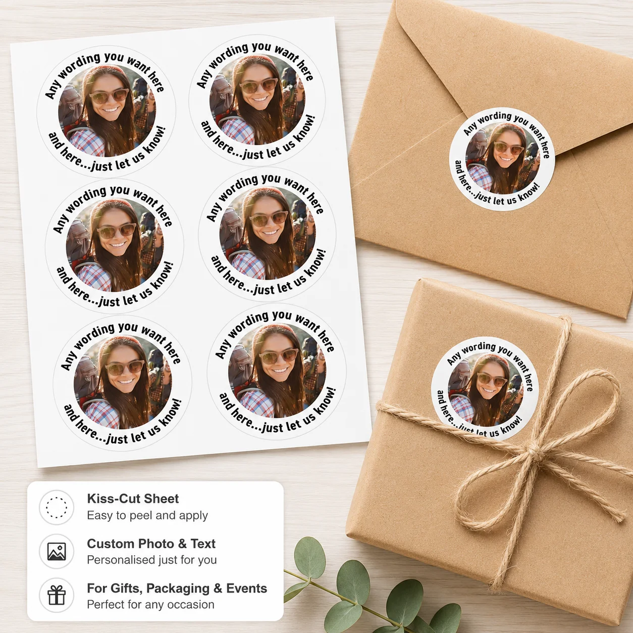 Custom image text stickers, personalized business logo/birthday party/wedding/holiday party decorations,gift sealing label