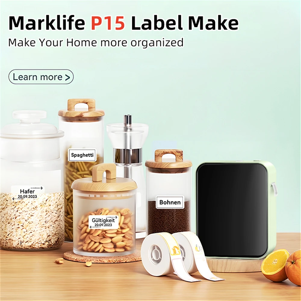 

MarkLife P15 Mini Portable Thermal Printer Wireless Bluetooth-compatible Label Tag for Home Office Labeling Sticker Machine