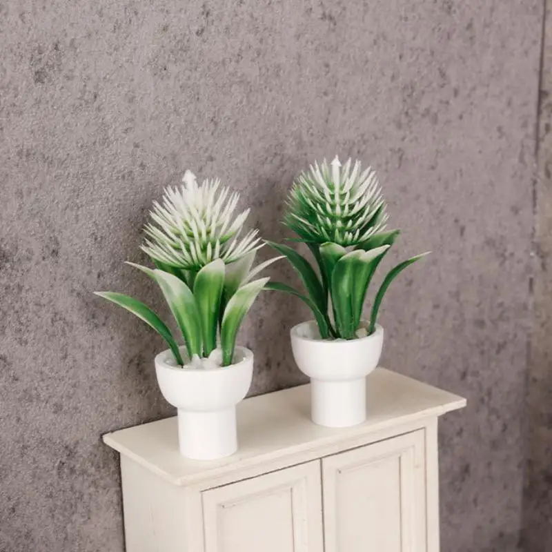 【M】Miniature Dollhouse Potted Plant Model 1/12 Greenery Bonsai Flower Ornament DIY Scene Shooting Props for Doll House Decor