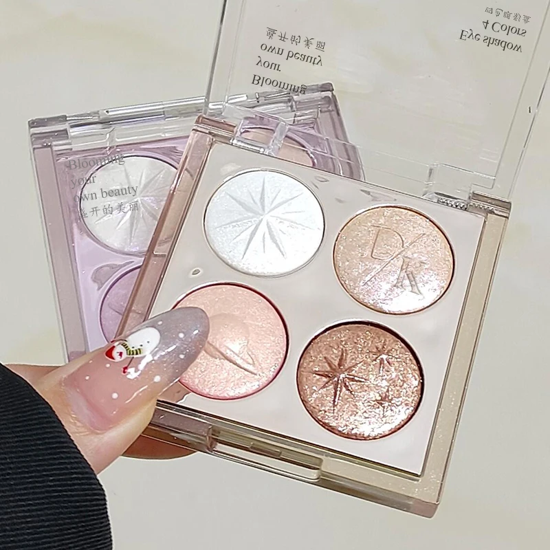 プラネット フォーカラー ダイヤモンド グリッター アイシャドウ パレット オーロラ パープル メタリック シマリング ベイクド パウダー ハイライター アイシャドウ メイクアップ