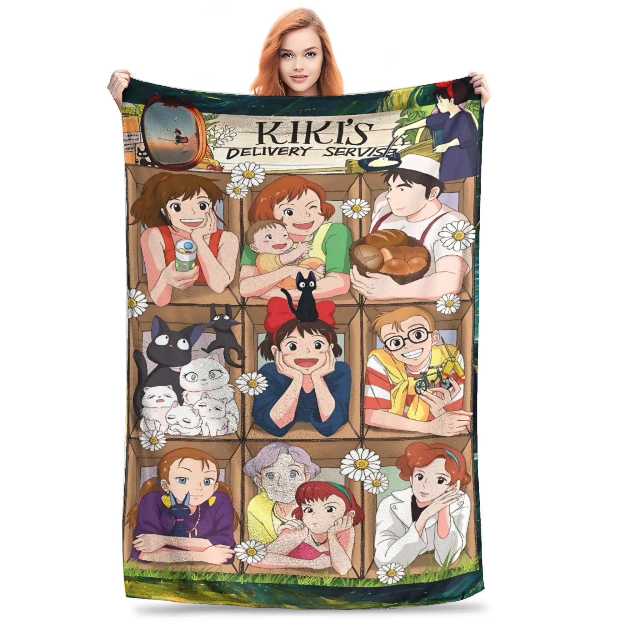 1PC home Cutecore Anime Kikis Delivery Services  Blanket Super Cosy Plush Home Living Room Sofa halloween