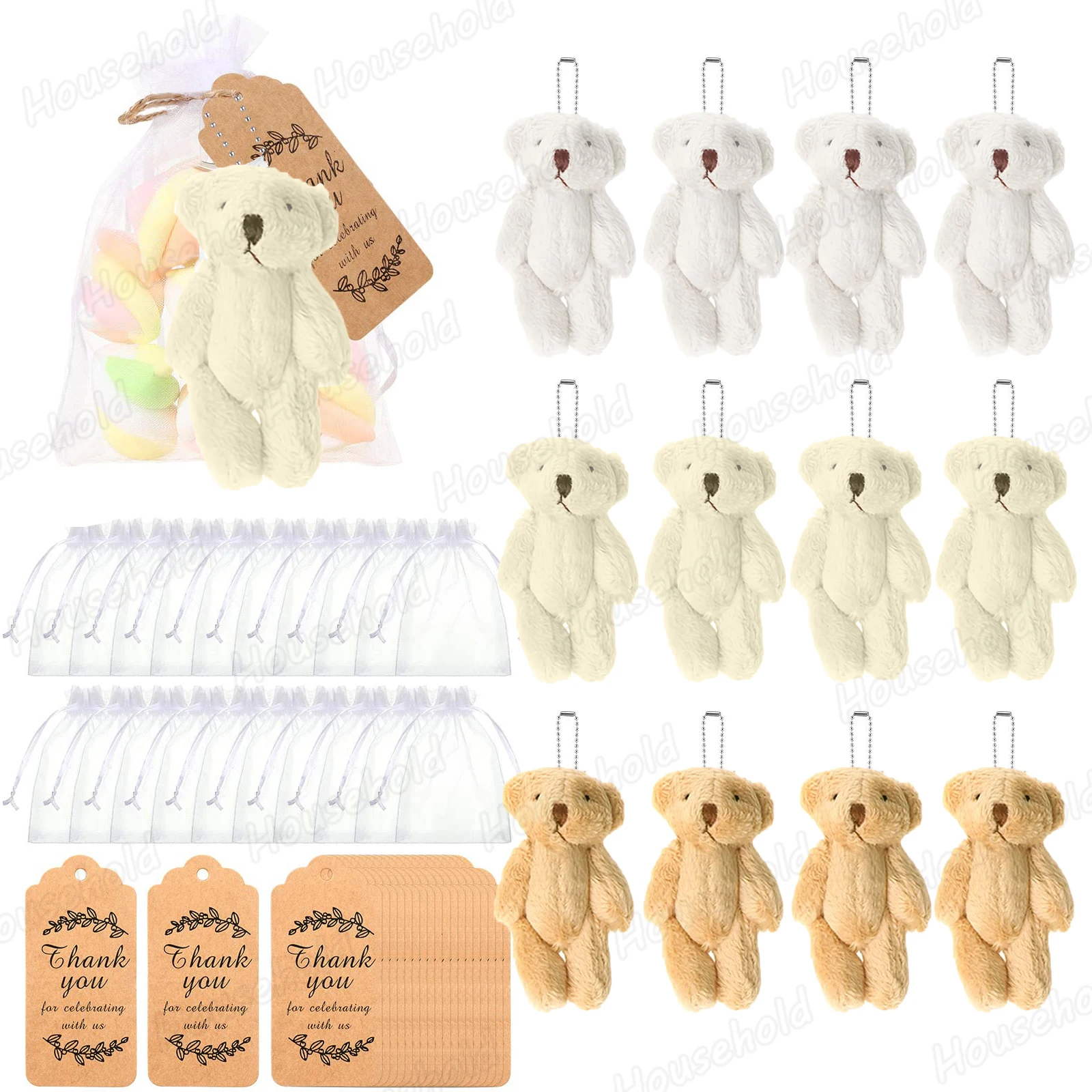 10-150Set Mini Beer Baby Douche Feestartikelen 6cm Gezamenlijke Gevulde Kleine Beren Beer Sleutelhanger voor Verjaardagstaart Bruiloft Mini Geschenken
