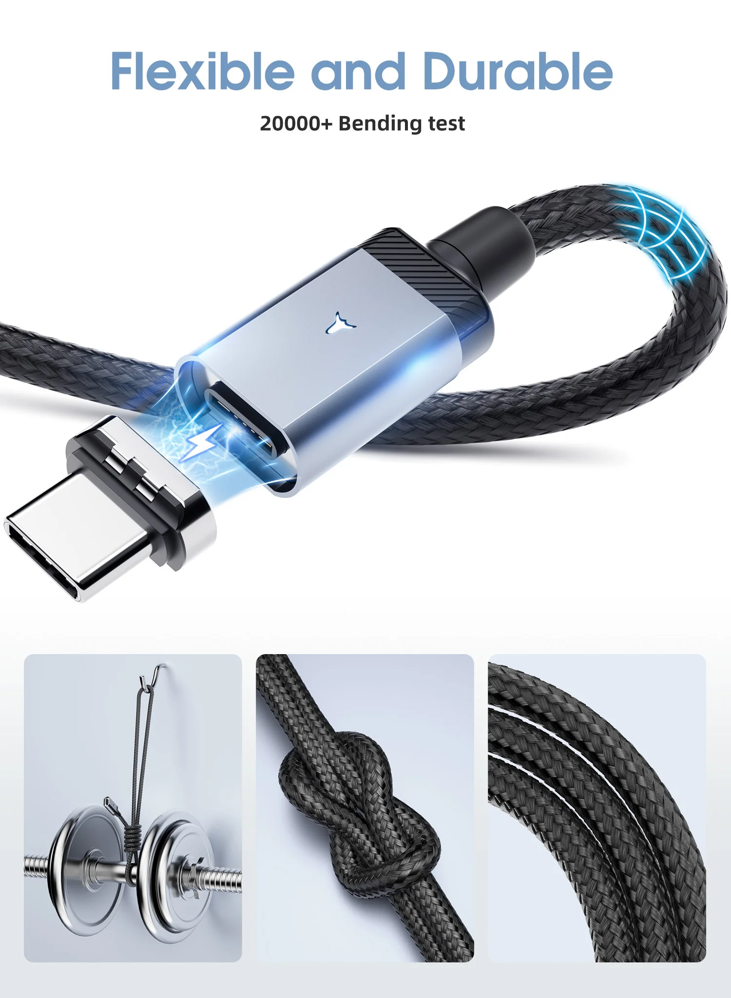 Magnetic USB C Cable for Samsung Xiaomi 9V3A Fast Charging PD 65W C to C Cable for Huawei Data USB Type C Cable 0.5m/1m/2m