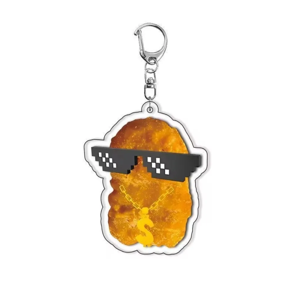 2D Flat Acrylic Chicken Block Keychain Pendant Creative Cartoon Funny Peripheral Personality Jewelry Accessories Book Packaging