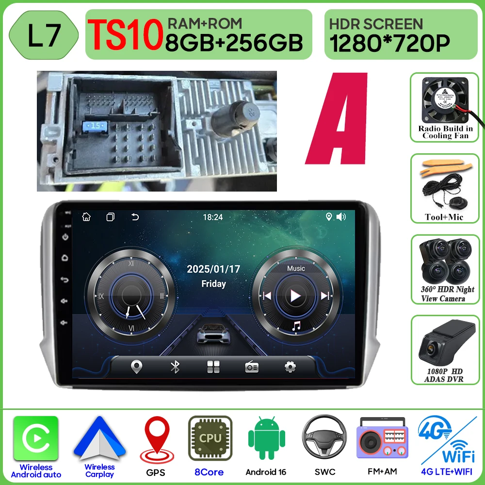 Android 16 GPS Navigatie Voor Peugeot 2008 208 Serie 2012 - 2018 Carplay Autoradio Multimedia Speler Stereo Video BT 2 k Scherm