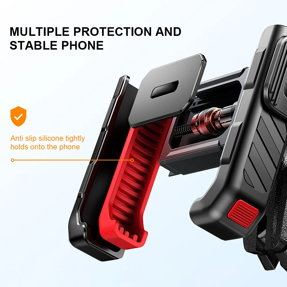 Metal Motorcycle Phone Holder Shockproof Cycling Phone Stand One-hand Operation Bicycle Phone Holder for Mobile Phone 4.7-7 Inch