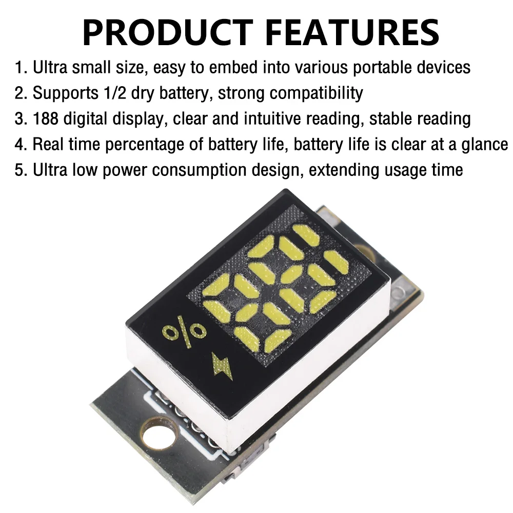 Mini-Batterie-Ladezustandsanzeigemodul 188-Segment-LED-Display Universelle Prozentanzeige für 1 oder 2 x 1,5V – Detail 11