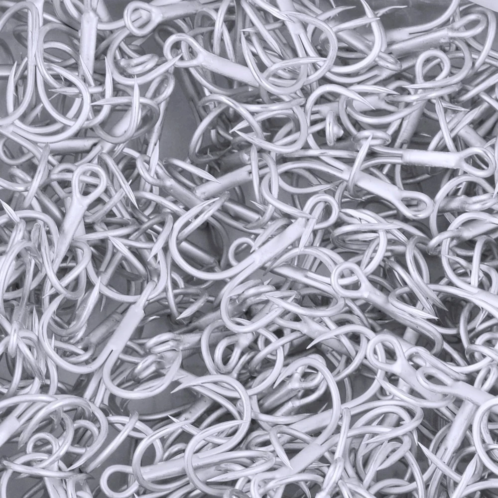 

lot 10pcs Fishing Hooks 18#-5/0# High-Carbon Steel Strength Barbed Annular Sharpened Tip 2X Saltwater Matte Tin Treble Hook st36