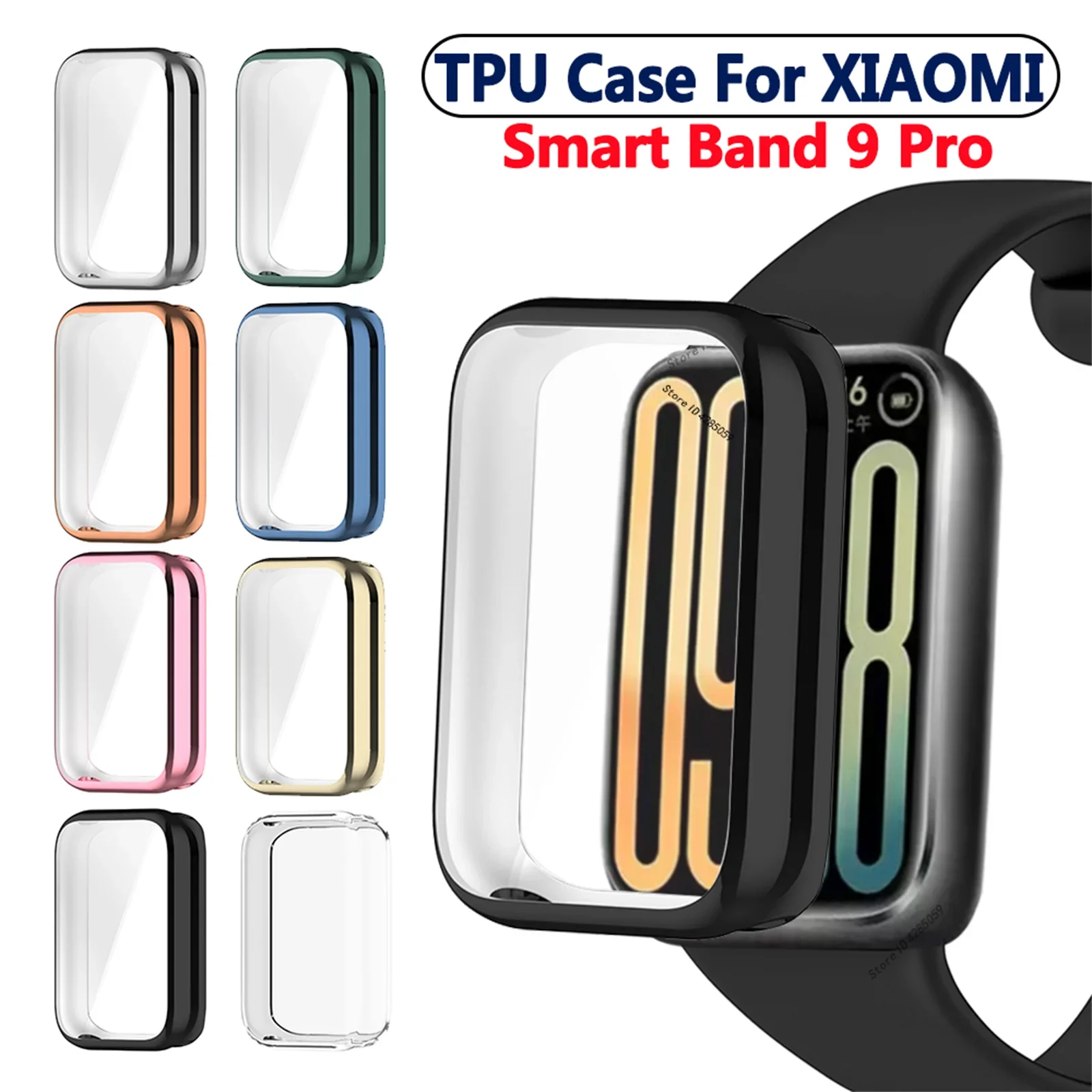 TPU Protector Case For Xiaomi Smart Band 9 Pro Screen Protector Full Coverage Bumper For Mi band 9 Pro Soft Shell Accessory