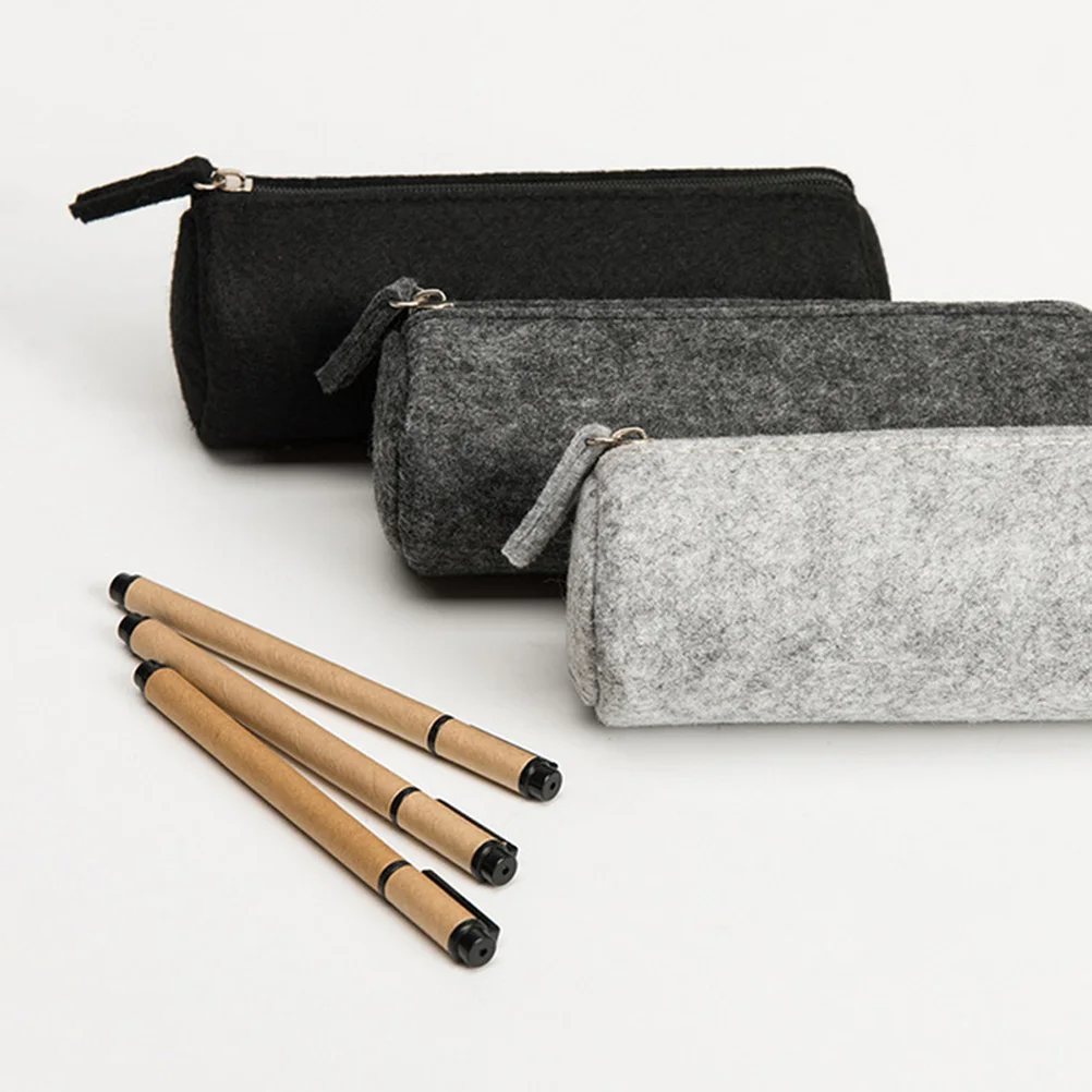 

Cylindrical Pencil Case Holder Holders Makeup Pouch Bag Canvas Cylinder