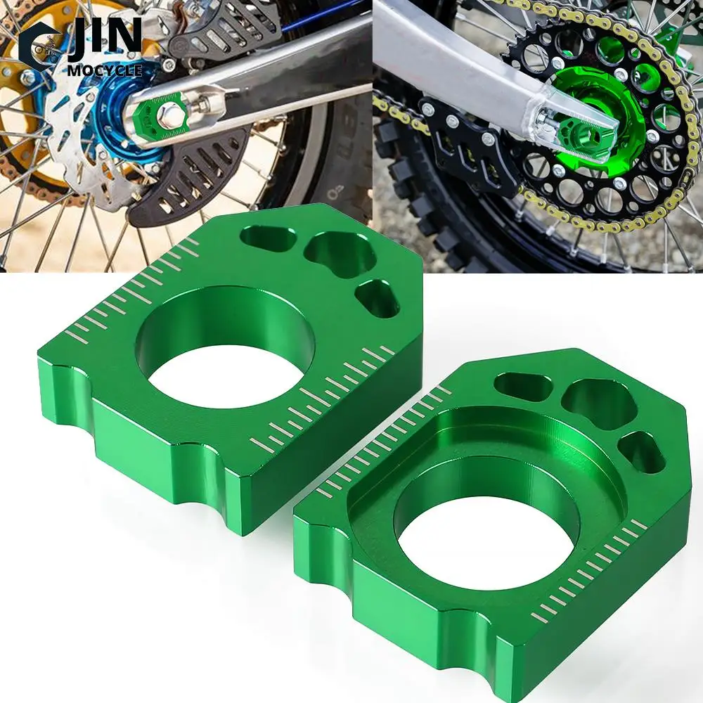 

For KAWASAKI KX125 KX 125 KX250 03-08 KX250F 04-16 KX450F 06-16 KX 250 450 F KLX450R Motorcycle Rear Axle Blocks Chain Adjuster