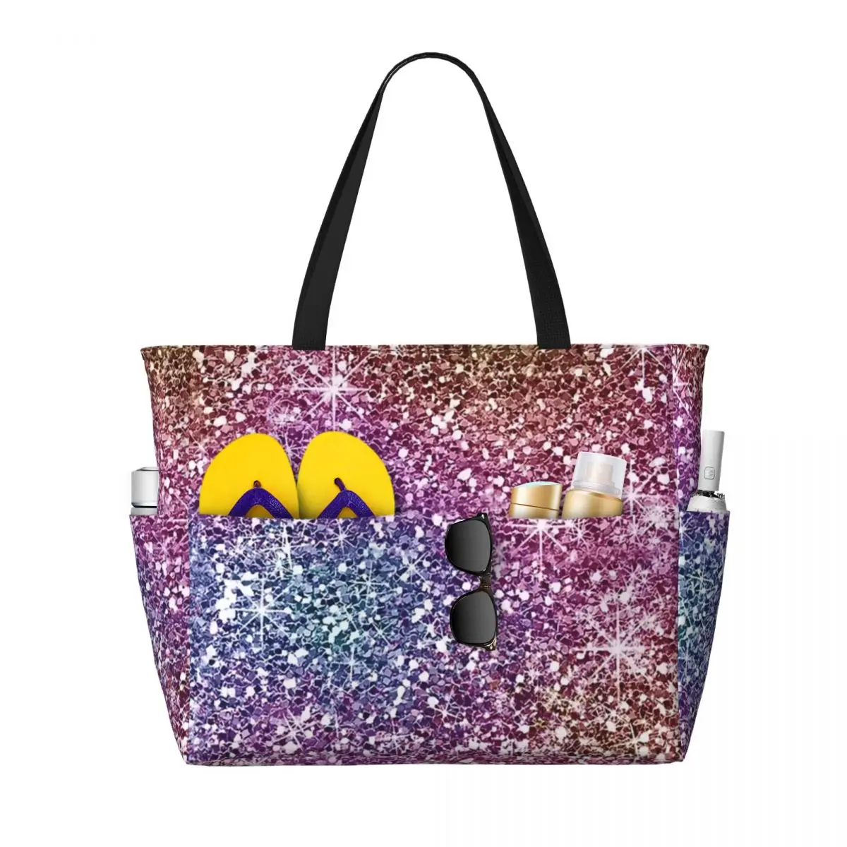 

Пляжная большая сумка с радужной блестящей текстурой, спортивная сумка для занятий йогой, большая большая сумка, женская дорожная сумка, сумка для фитнеса