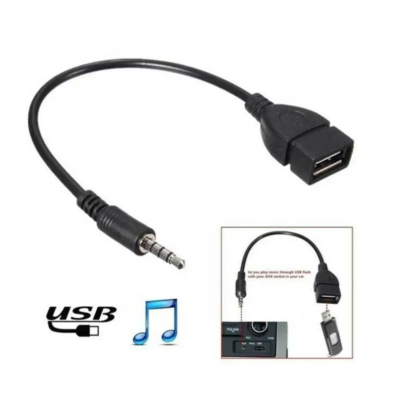 Samochodowy odtwarzacz MP3 konwerter 3.5 Mm męski AUX gniazdo Audio wtyczka do USB 2.0 przewód konwerter kabla żeńskiego Adapte