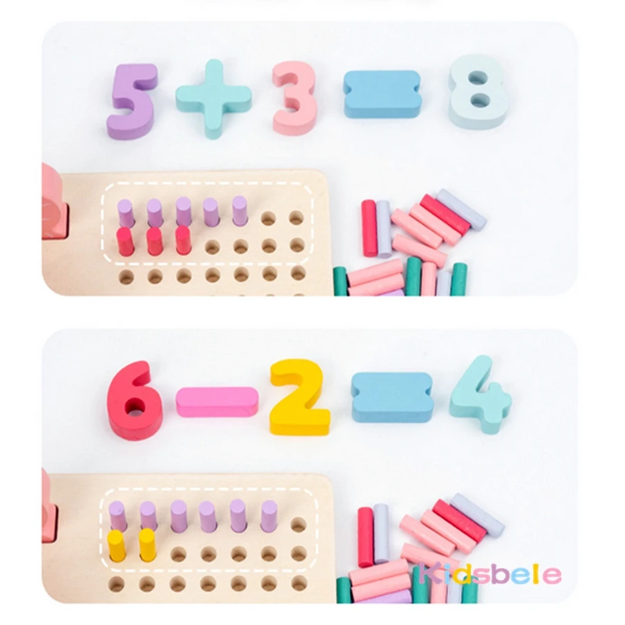 Montessori forma de madeira número correspondência bloco de construção brinquedos 5 em 1 cor fruta cognição brinquedo de pesca habilidade motora fina jogo de tabuleiro