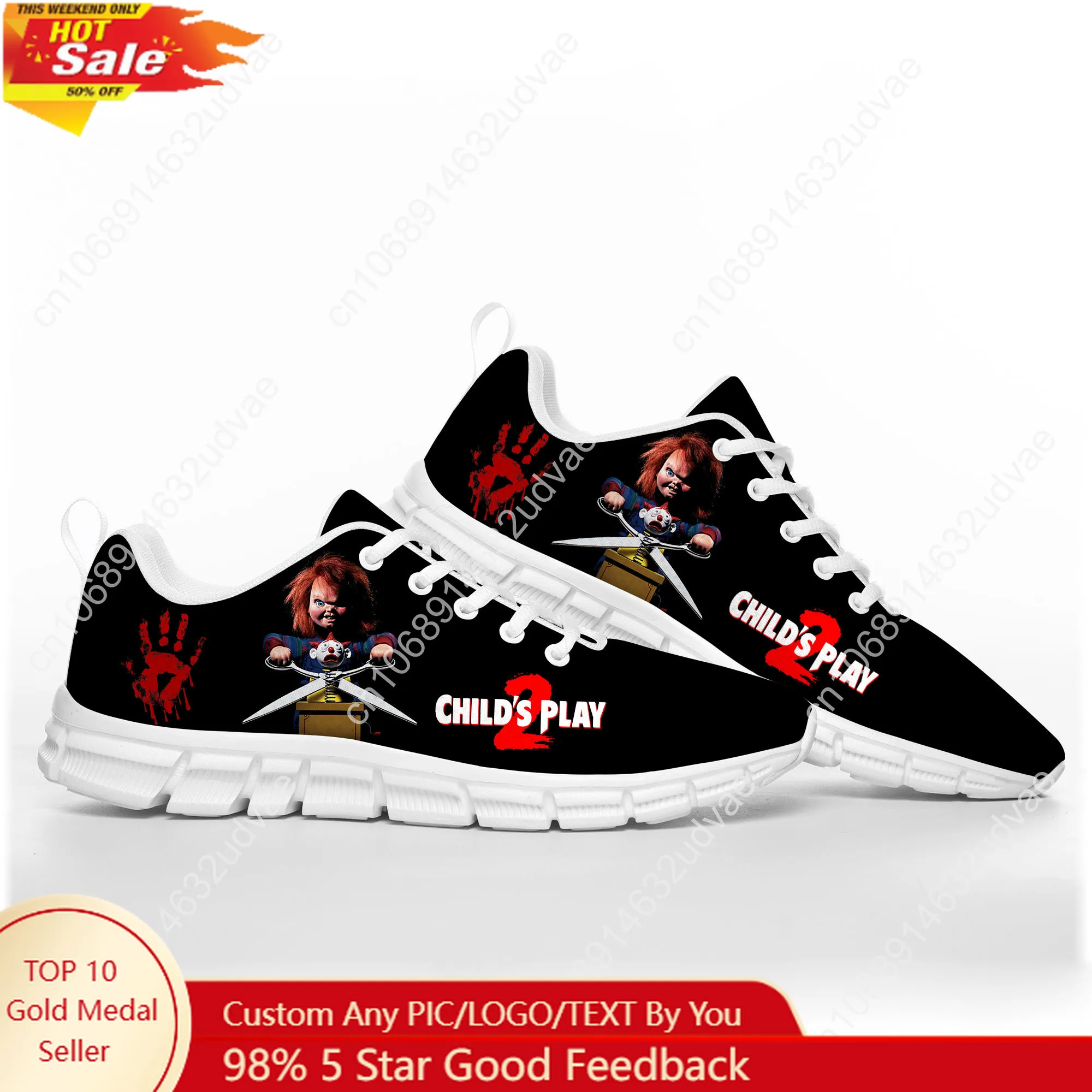 

Childs Play Chucky Sports Shoes Mens Womens Teenager Kids Children Sneakers Footwear Casual Custom Made Couple Shoes White