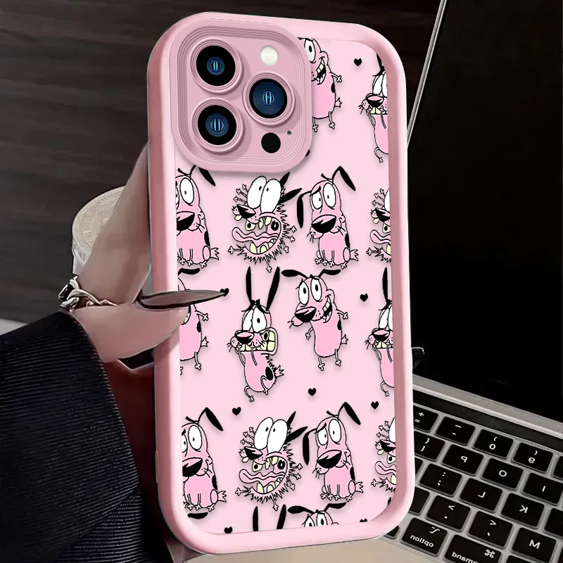 Courages Cowardly Dog Case For iPhone 14 15 16 13 12 11 Pro Max X XS X S Max XR SE 2020 7 8 Plus iphone16 Soft Silicone Funda