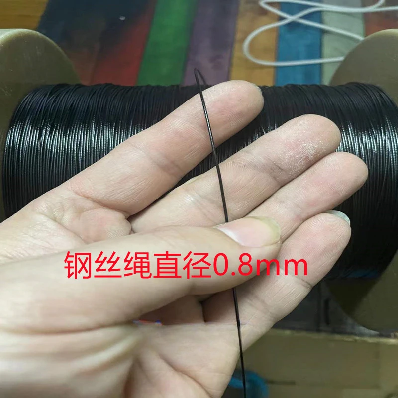 0.38MM-0.8MM, 50M-100M,Black Nylon Coated Built-In 304 Stainless Steel Wire Rope