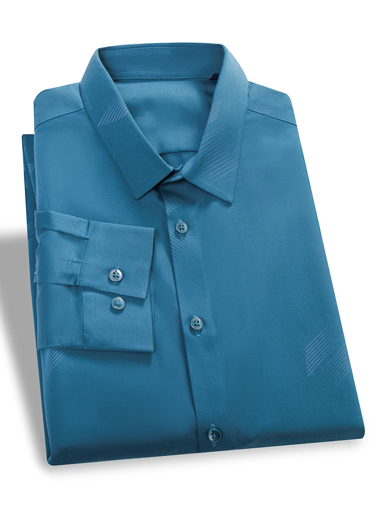 

Busin Casual Men's Long Sve irt Spring New Sle Iron Free Anti-Wrinkle Slim Fit Pure Color Versatile Stand Edition