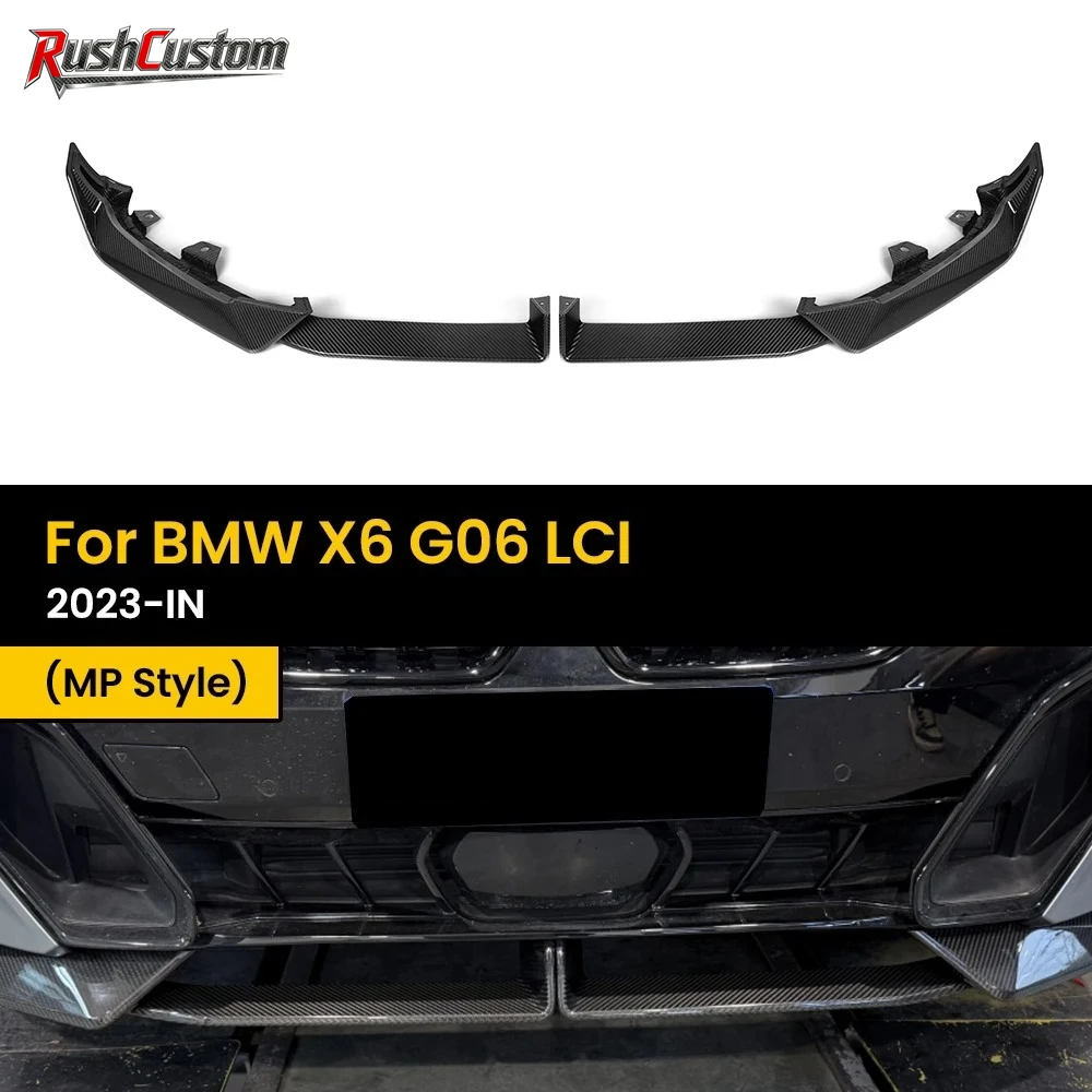 

Real Dry Carbon Fiber Front Diffuser Bumper Lip for BMW X6 G06 LCI MP Style 2023-IN 2Pcs/Set