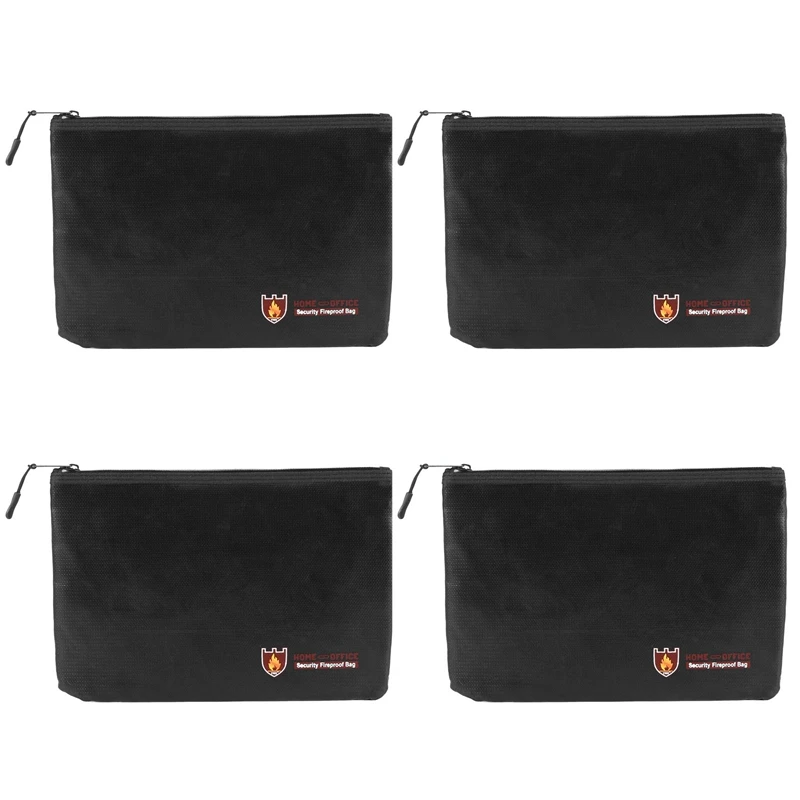 

4X Fireproof Document Bags, Waterproof And Fireproof Bag With Fireproof Zipper For Ipad, Money, Jewelry, Passport