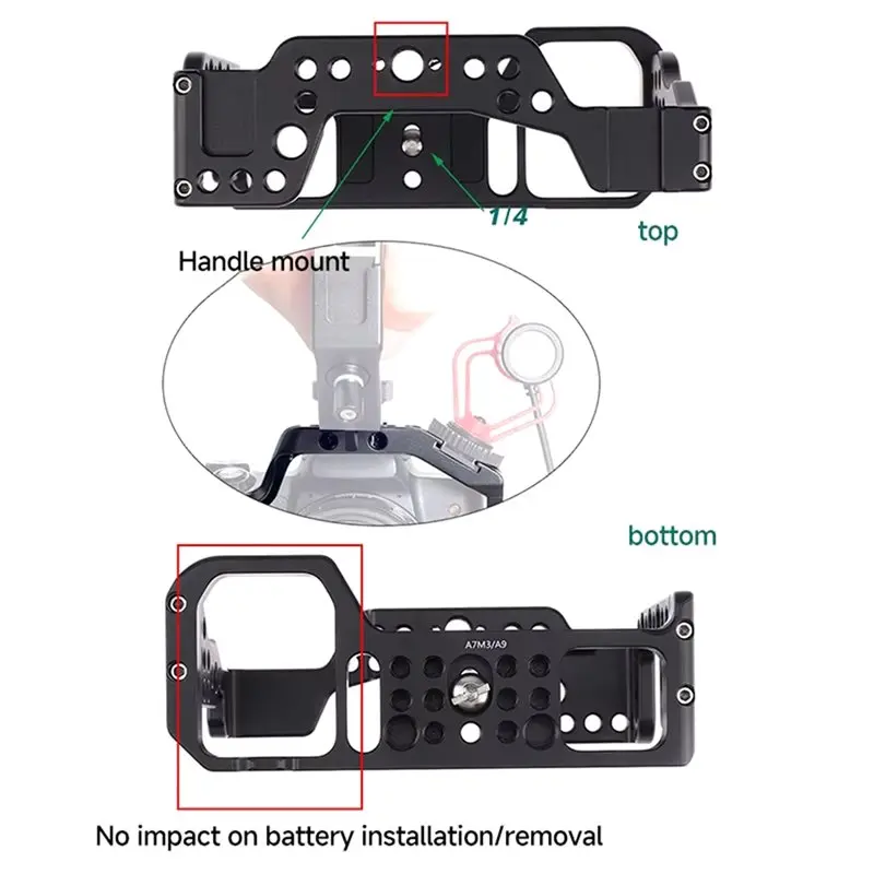 Reliable-Aluminum Alloy Camera Cage With Cold Shoe Mount For Sony A7III A7M3 A7RIII A9 For Led Light Accessories,Aluminum
