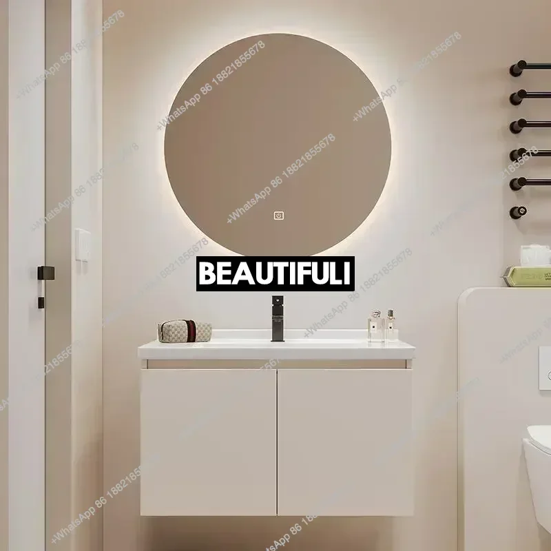 Z136White Display Bathroom Cabinets Integrated Ceramic Washbasin Wall Mirror Drawer Bathroom Cabinets Toilet  Furniture