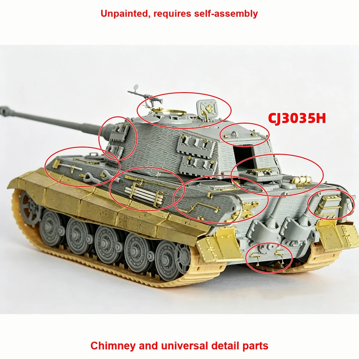 1/35 Modellbausatz Diorama Miniatur PE Panzer King Tiger II Upgrade-Teile Unbemalter Lufteinlassgitter Auspuff Universal DIY – Detail 6