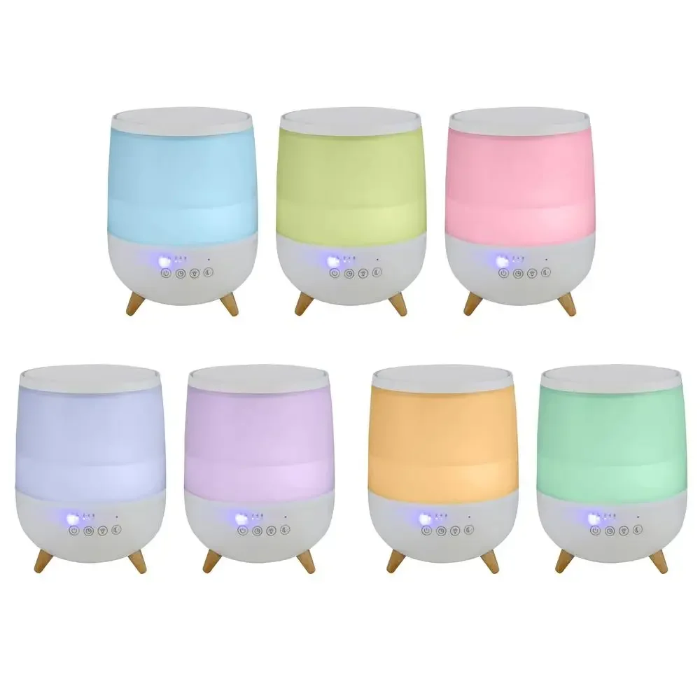 Ultrasonic Cool Mist Humidifier 0.5 Gallon Filter-Free Diffuser with Timer White & Wooden Legs 7 Color Night Lights Top Fill