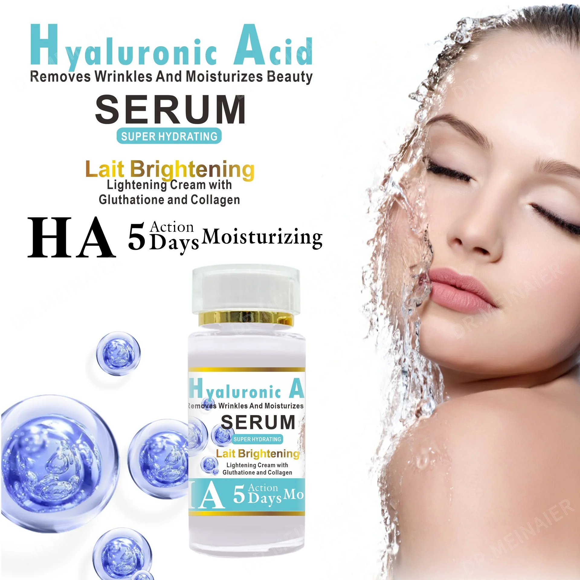 120ml  Arbutin Hyaluronic Acid Collagen Face Serum Repairing Elasticizing Serum Solution Moisturizing Firming Face Skin Care