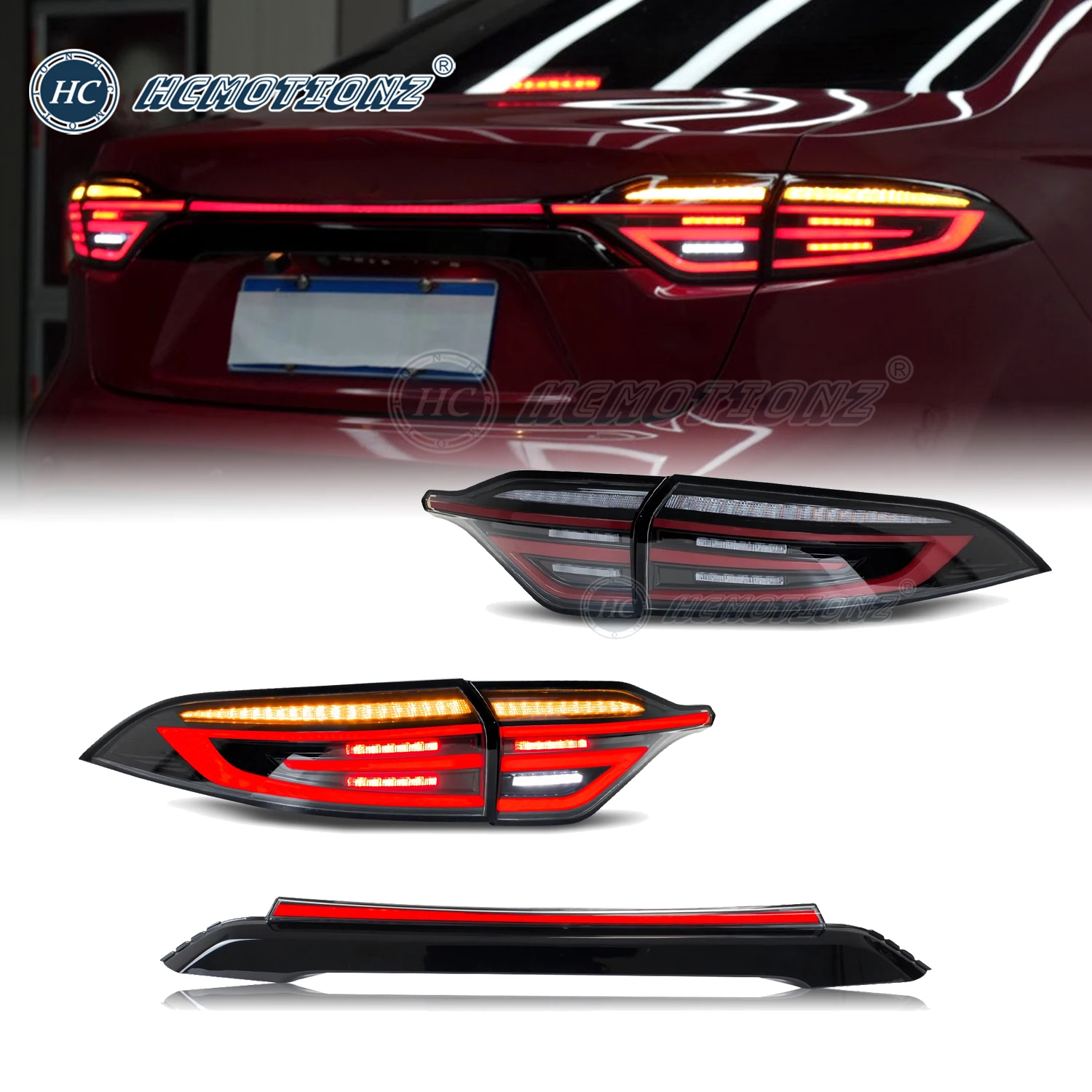 

HCMOTIONZ LED Tail Lights for Toyota US Corolla 2020-2024 with Middle Light DRL Start UP Animation Car Rear Back