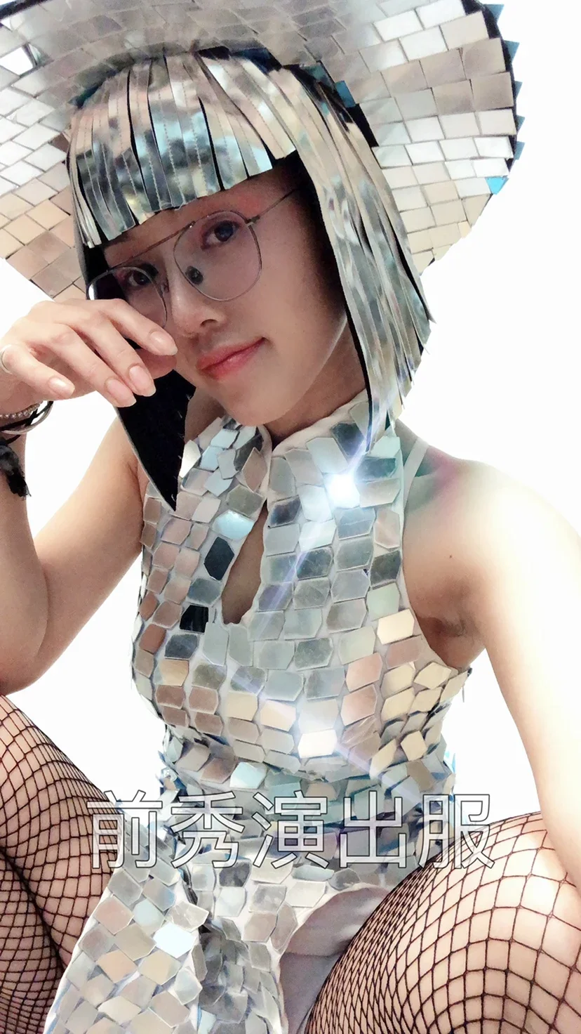 2025  Front Show Performance Clothes Mirror Dress Cheongsam Sexy High Slit Antique Hanfu 2-piece Set