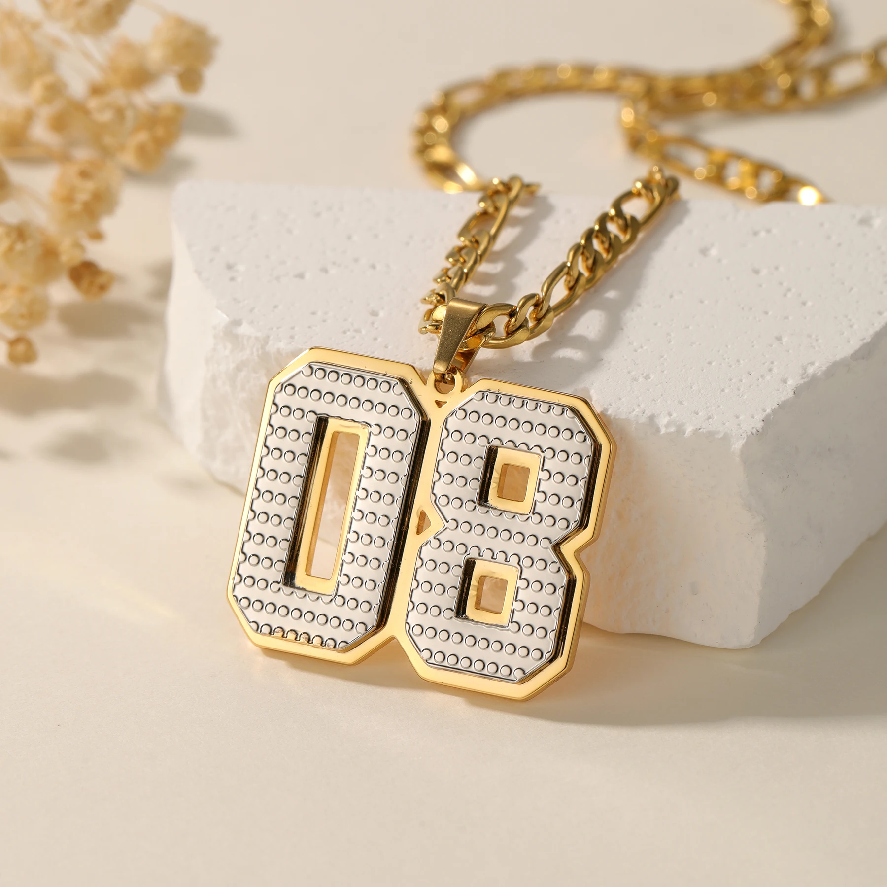 Customized Two-Color Number Necklace Double Layer 1-99 Necklace Personalized 3D Jewelry for Men and Women Gift Unique Necklace