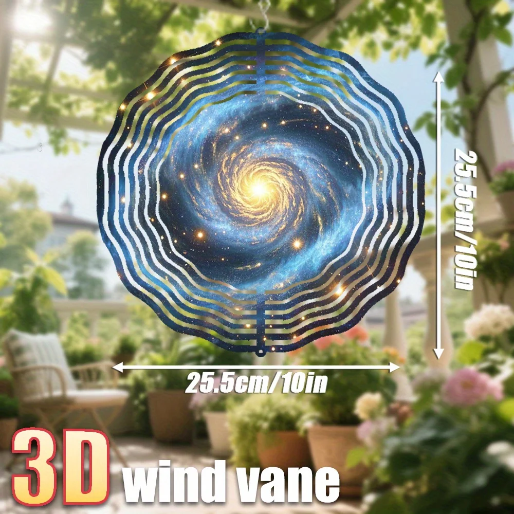 3D Colorful Galaxy Spiral Wind Spinner - 10 Inch Metal Art with 360 Swivel Hook for Garden Patio Dynamic Decor Gift