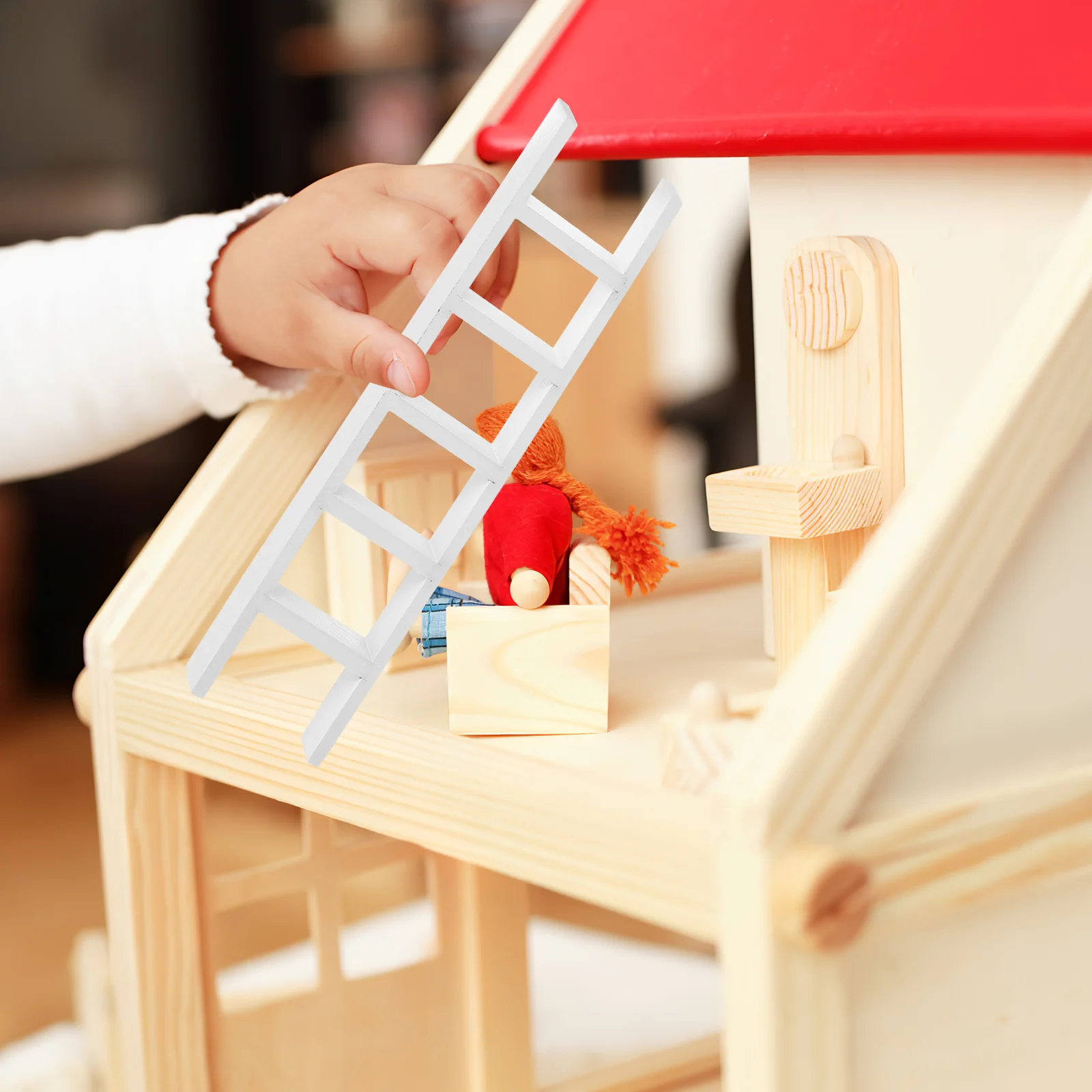 Home Accessories Mini House Ladder Stairs Wooden Decorate Miniature White Child