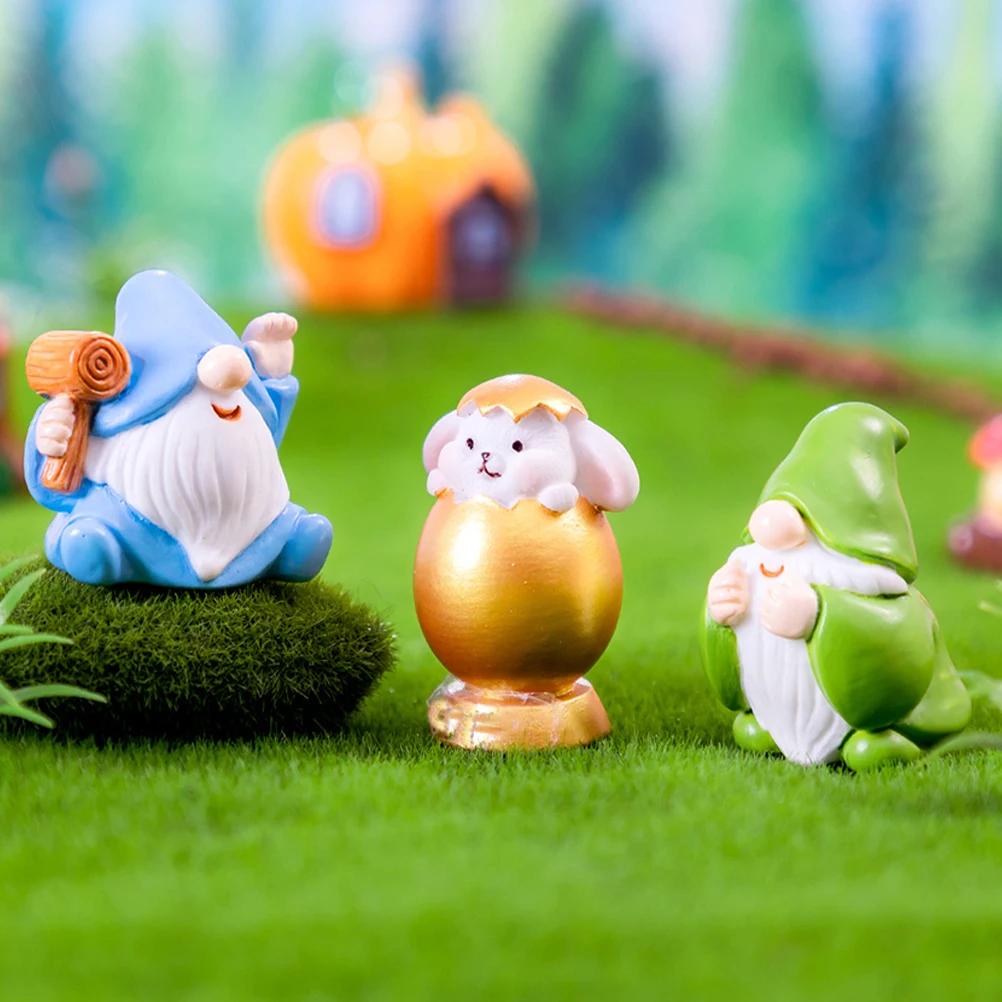

6pcs Resin Tiny Figurine Safe Material Gnomes Decorations For Yard Garden Dwarf Decor Mini Gnomes Home Yard Festive Easter Gift