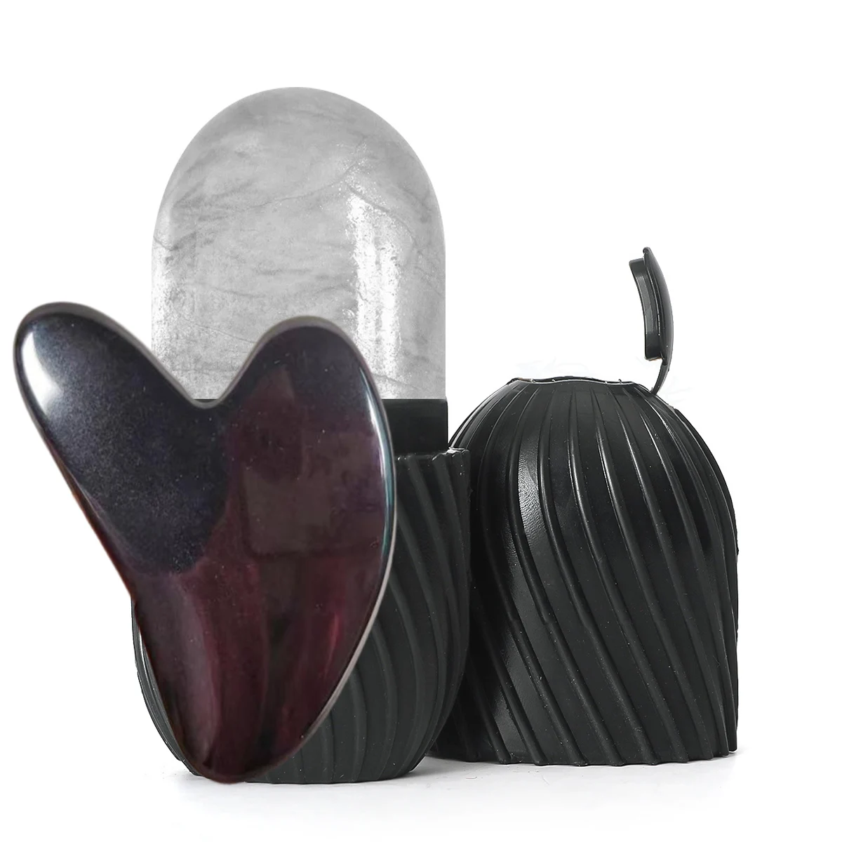 Tweedelige set, gezichtsreinigingsgereedschap, hartvormige schraapplank, bevroren gezichtsroller, gezichtsverzorgingstools.