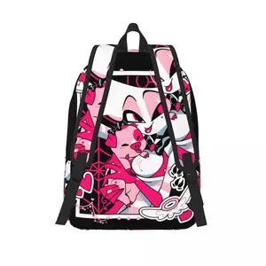 Pó de anjo e pepita gorda Selfie Hazbin Hotel mochila para homens e mulheres, mochila estudantil, bolsa de ombro da faculdade, moda 10 principais vendas mochila angela - №9