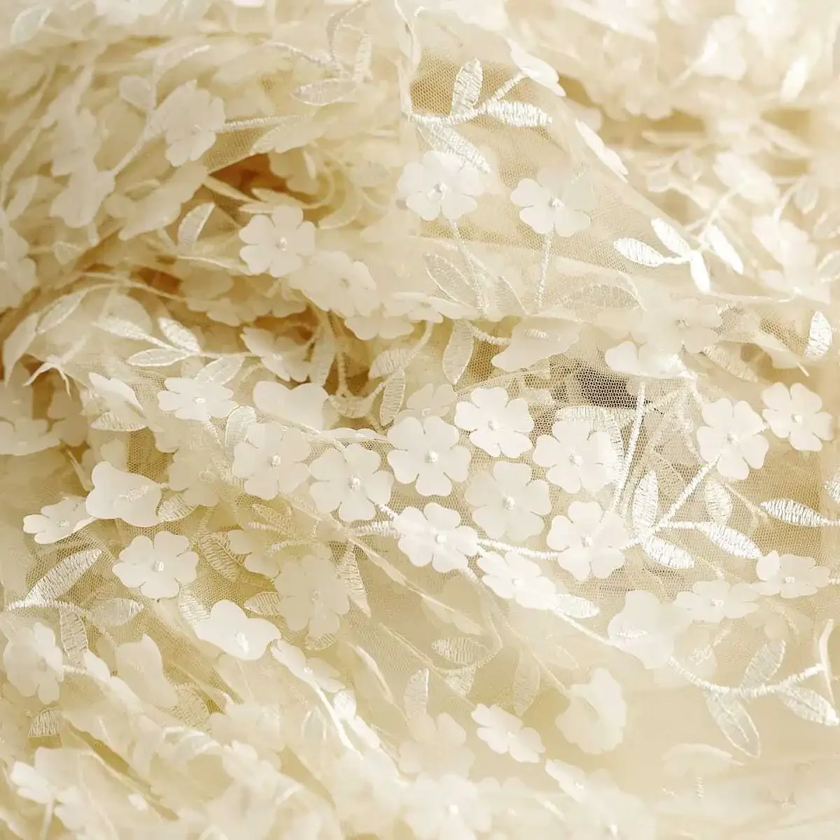 Tessuto a rete in pizzo chiffon ricamato tridimensionale di fascia alta per abiti Hanfu, abbigliamento, materiale per cucire fai da te fatto a mano