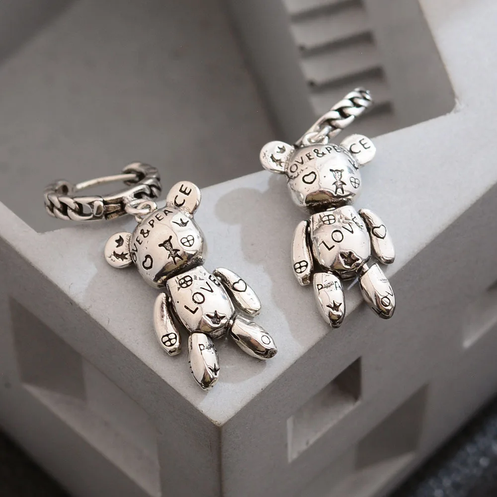 New Arrival Lovely Bear Animal 925 Silver Needle Ladies Tassels Stud Earrings Promotion Jewelry For Women Anti Allergy Gifts