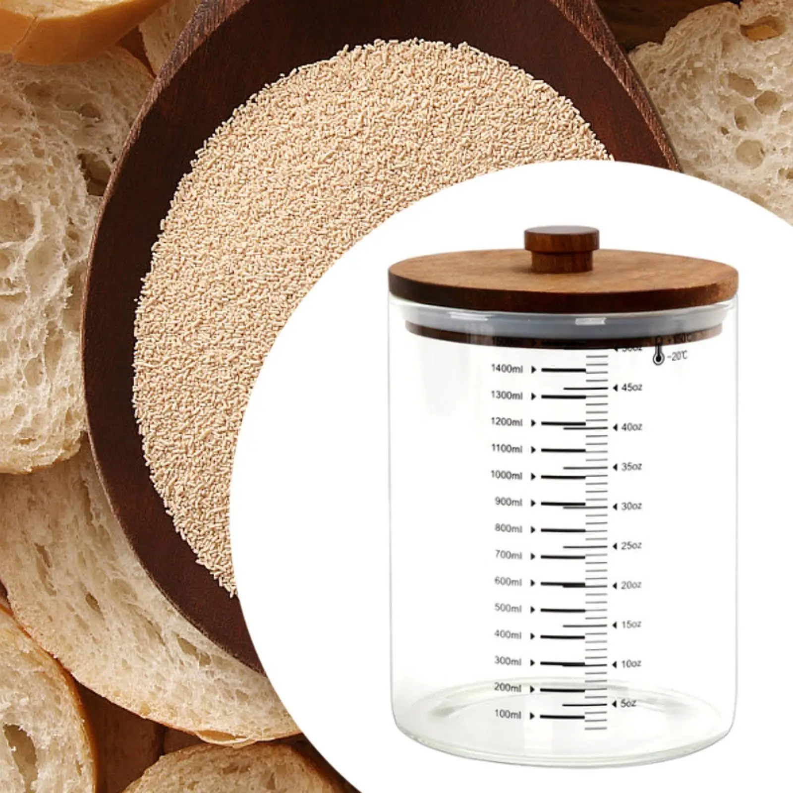 

Sourdough Glass Jar Kit Airtight Canning and Storage 47 oz with Scale with Lid Reusable Fermentation Tank Baking Supplies