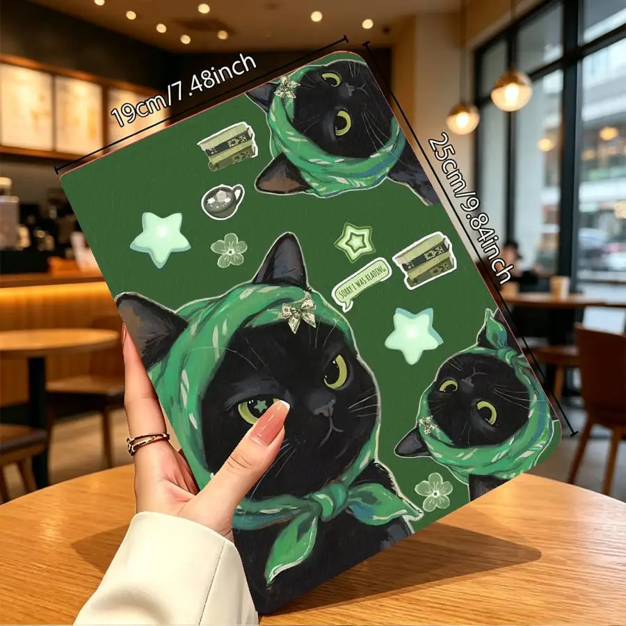 Cute Black Cat with Pencil Slot Case for Apple iPad Pro11 13 10th 7/8/9th Air 11 13 M4 M3 M2 A16 2026 Air 4/5/6th