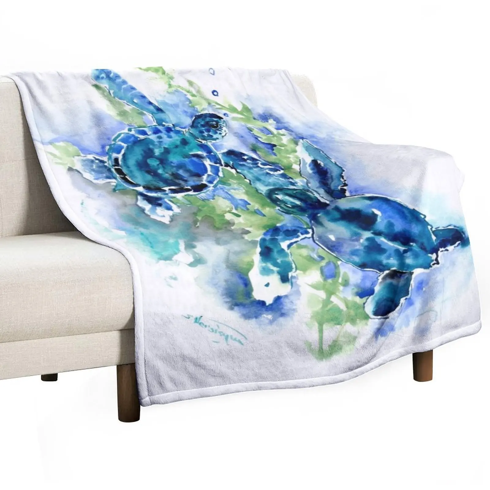 

Sea Turtles Turquoise BLue design Throw Blanket Hairy Decorative Throw Blankets