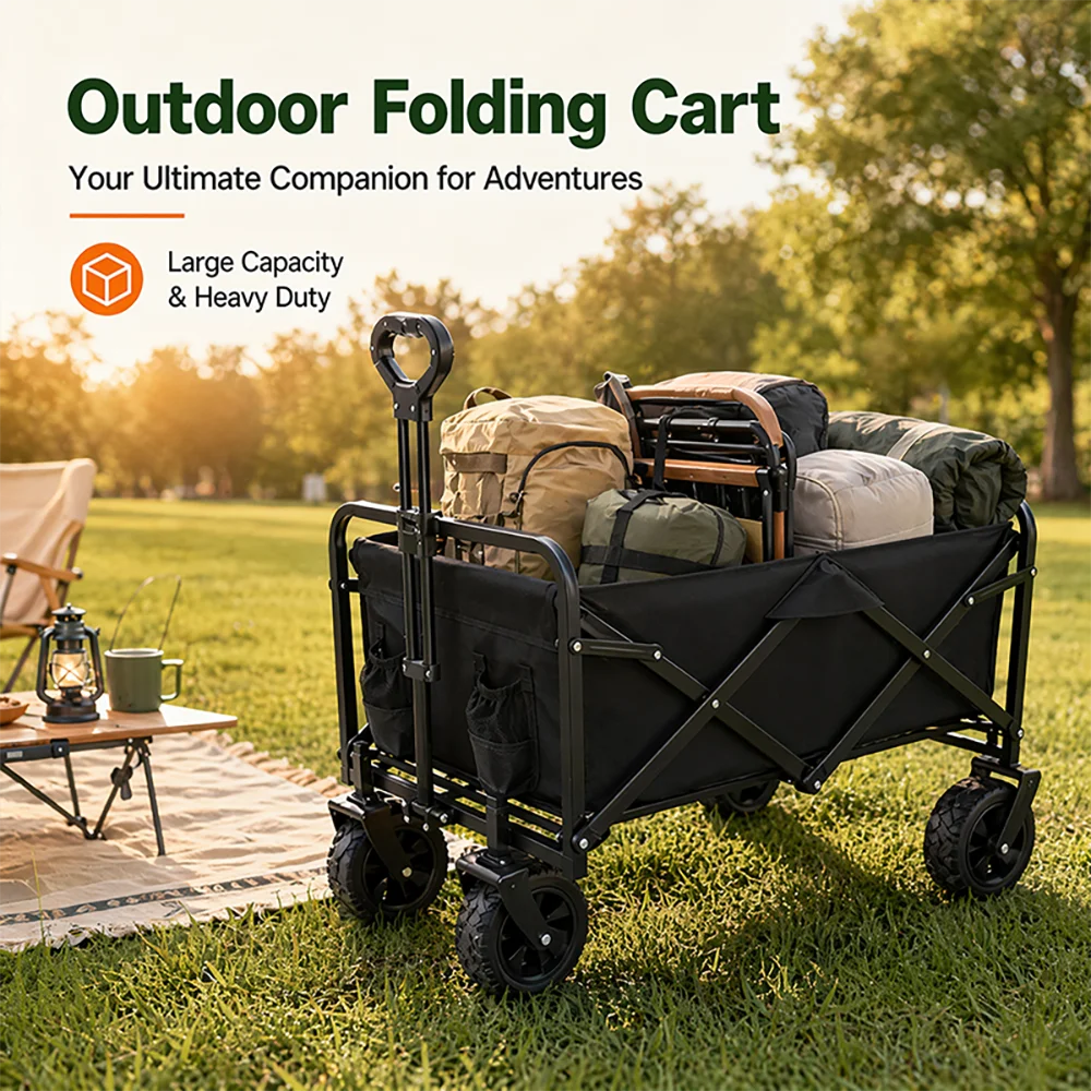 Kostenloser Versand, schnelle 4 Tage nach Deutschland, Multifunktionswagen, Outdoor-Camping-Fahrzeug, zusammenklappbar, zum Sammeln, Camping-Handwagen, tragbarer, zusammenklappbarer Trolley, mobiler Stand – Detail 10
