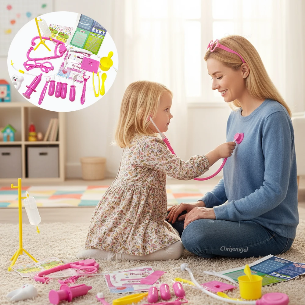 مجموعة لعب الطبيب مكونة من 30 قطعة من ألعاب أدوات طبيب الأطفال المحاكاة مع سماعة الطبيب التعليمية التظاهرية لعبة طبية هدية للأولاد والبنات الصغار #3
