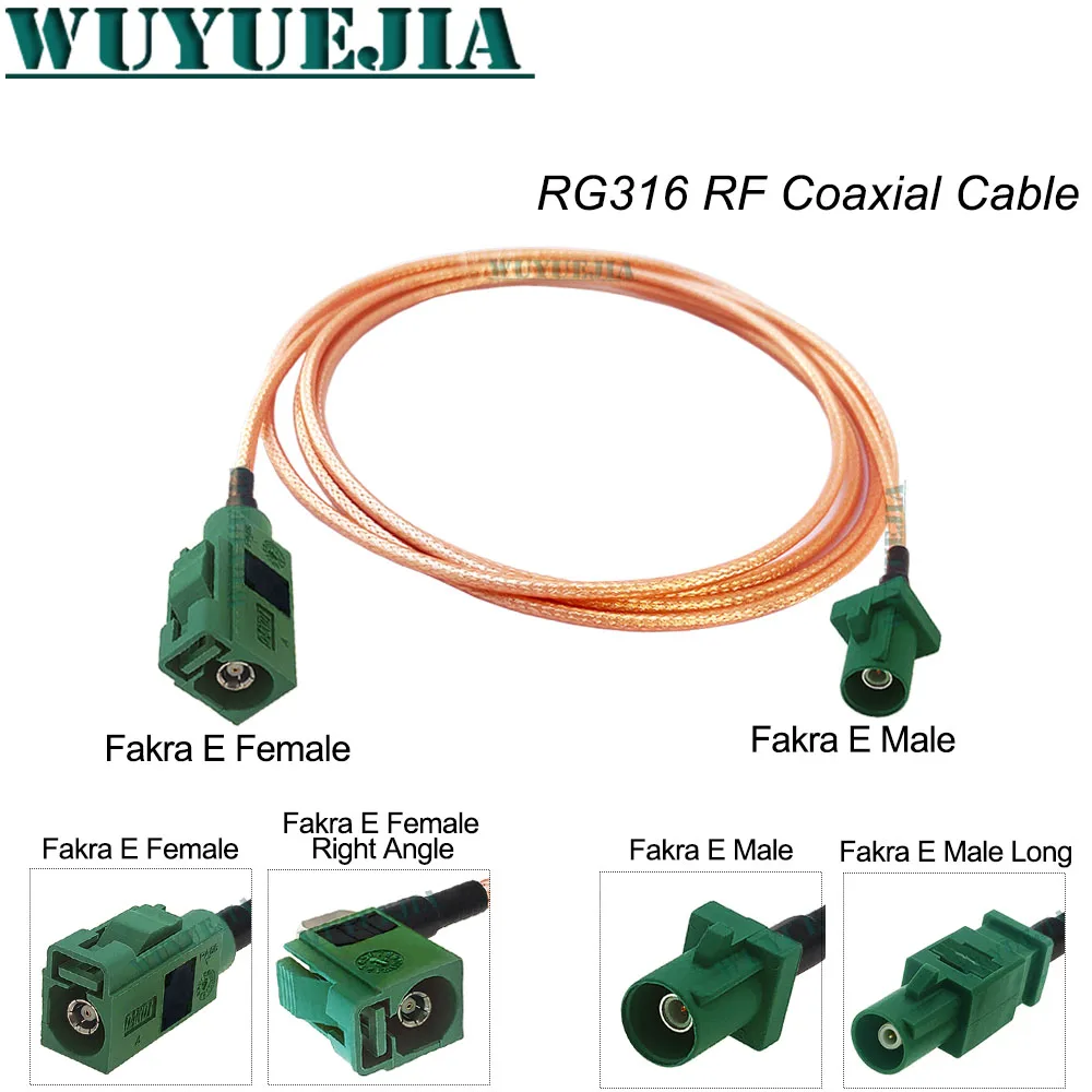 

1Pcs For TV WIFI Router Antenna Green Fakra E Male to Female Connector 50 ohm RG-316 Coaxial Cable Pigtail Extension Cord Jumper